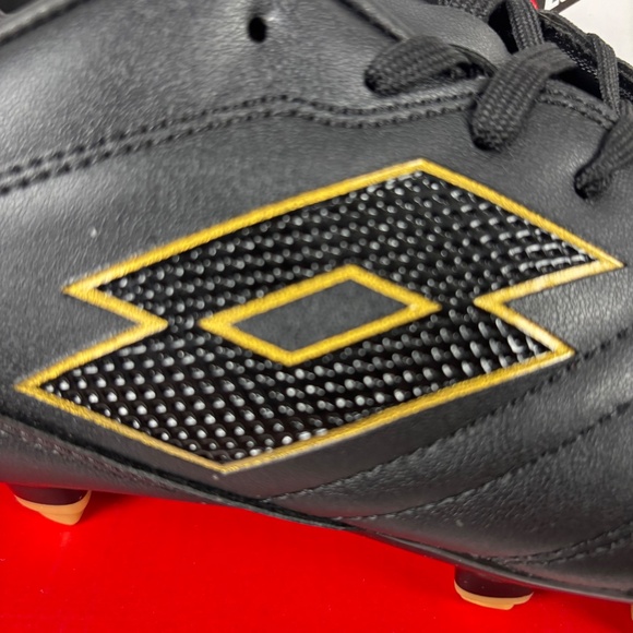 Lotto, Stadio 705 FG Soccer Cleats, NWT, Men 7. Women 8.5, Leather, Black, Gold - Picture 2 of 12